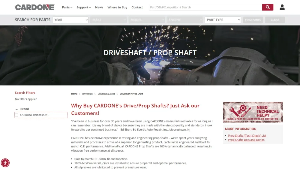 Cardone Industries Drive Shaft Interface