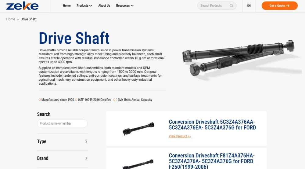 Zeke Parts Drive Shaft Interface
