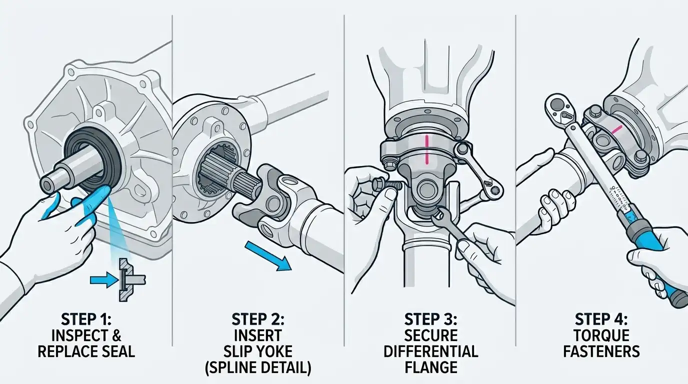 Diagram of Drive Shaft Installation Steps