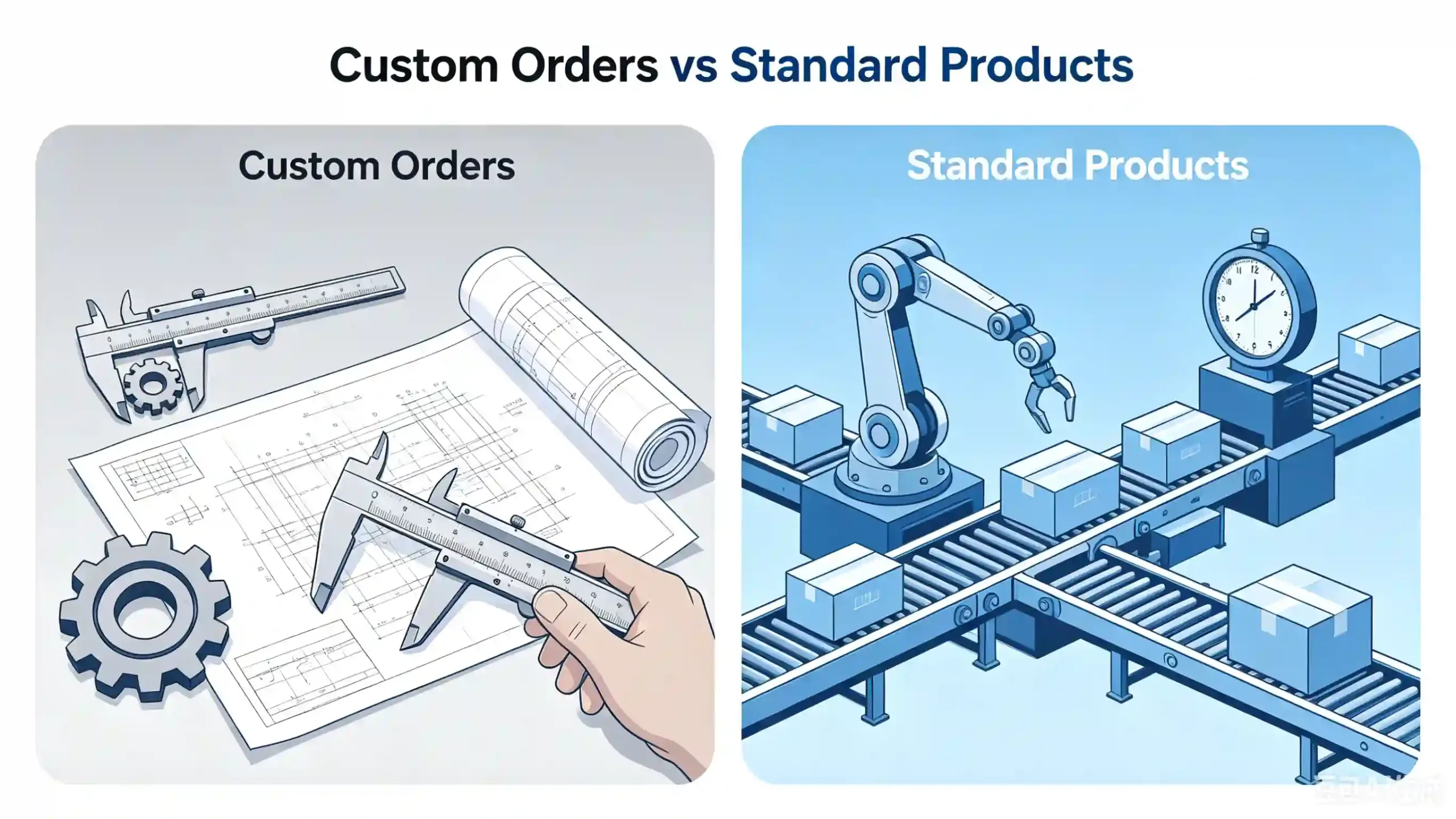 Custom vs Standard Products Diagram