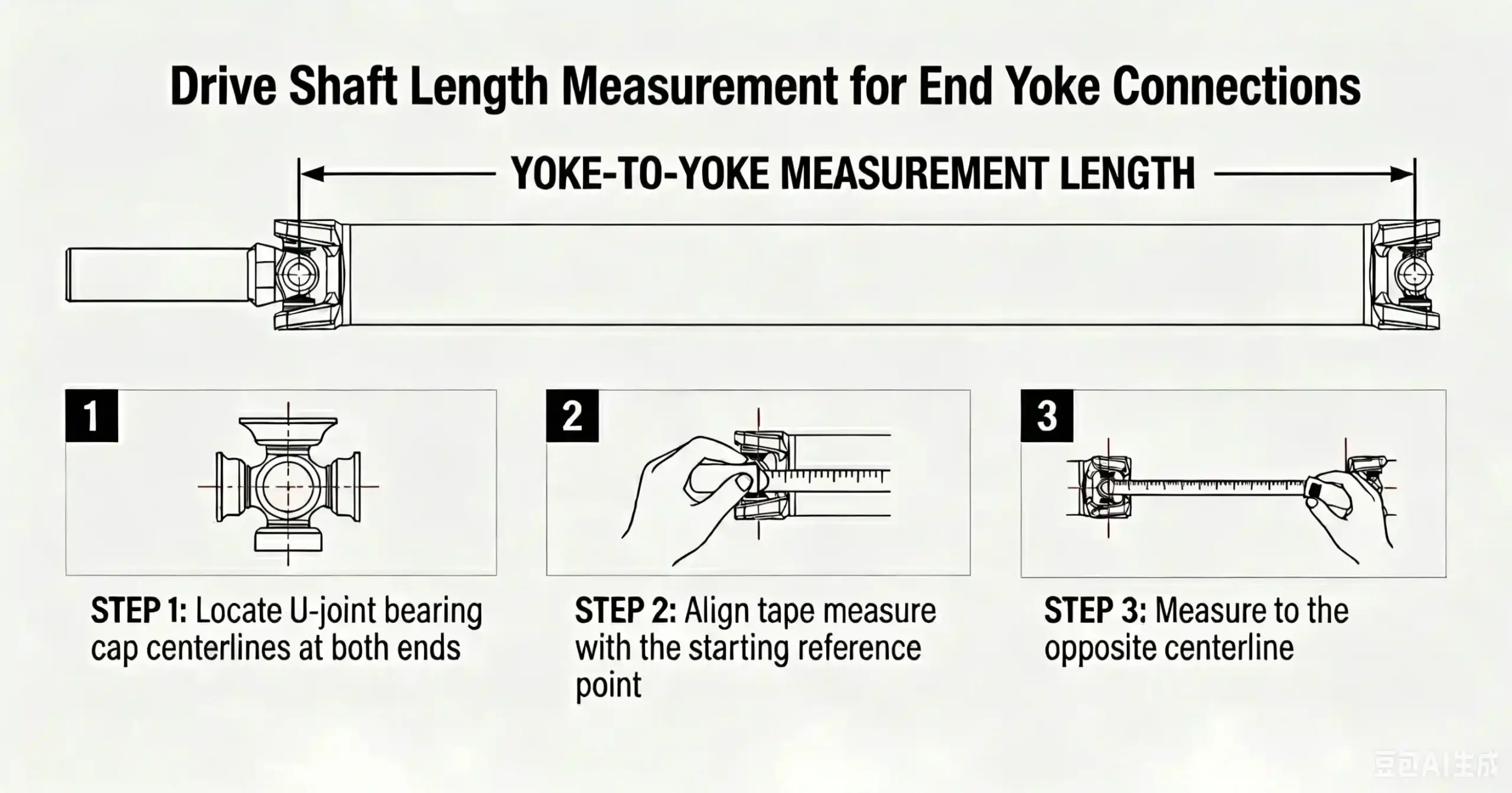 End Yoke Driveshafts Measurement Diagram