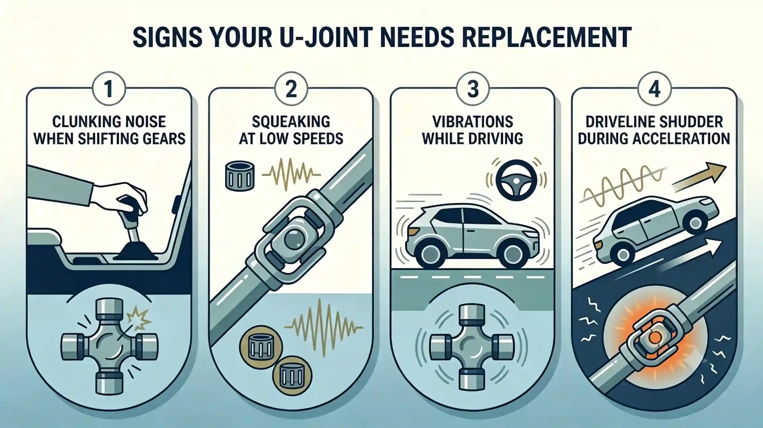 U-Joint Failure Symptoms Illustration