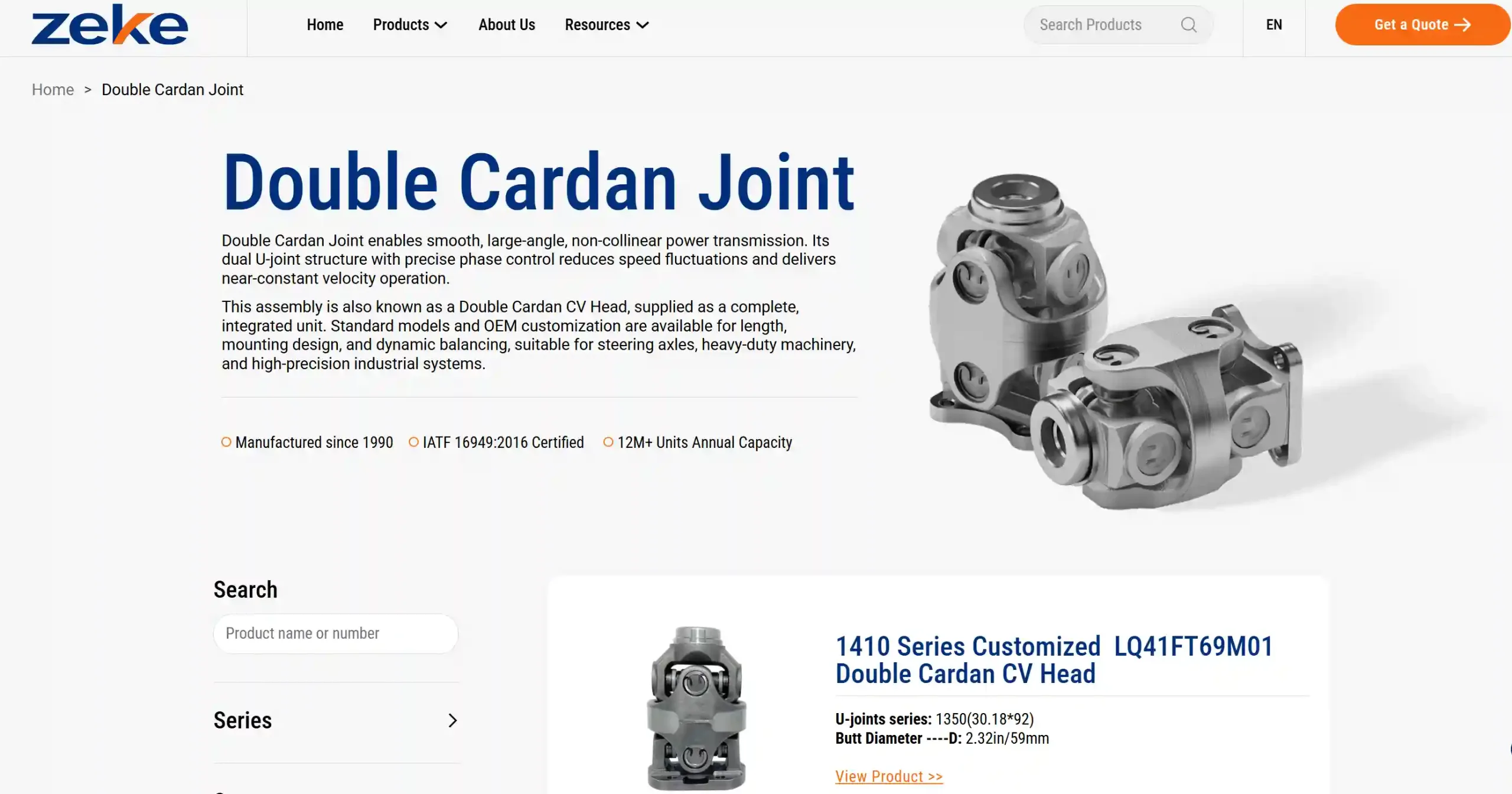 Zeke Parts Double Cardan Joints Product Page